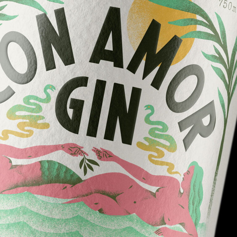 Con Amor Gin packaging design by Oveja & Remi