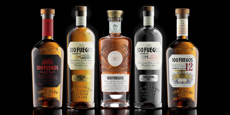 100 Fuegos Rum spirits packaging design by Oveja & Remi